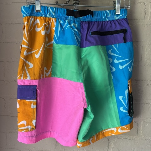 Nike swim trunks small NeW Multicolor Patchwork Shorts volleyball athletic - Picture 6 of 9